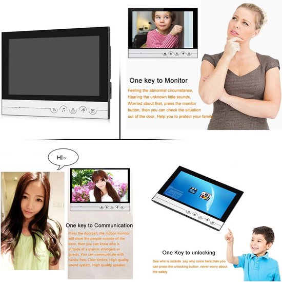 Bedraad Video Deurcommunicatiesysteem met 9 Inch Monitor en HD Camera — afbeelding 3
