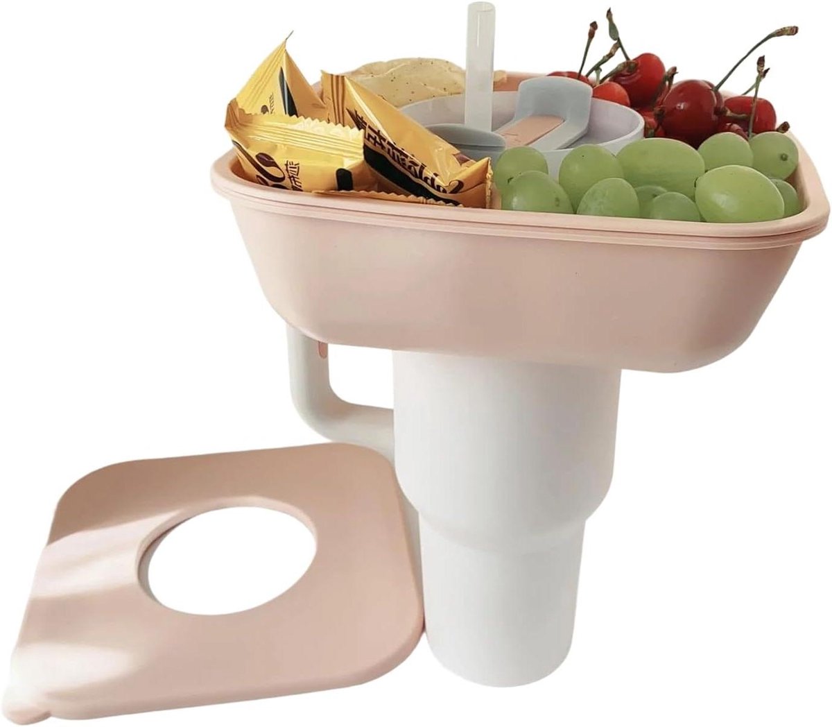 Snack-ring-dienblad met 4 vakken, voedselveilig materiaal - Roze, 100 ml capaciteit