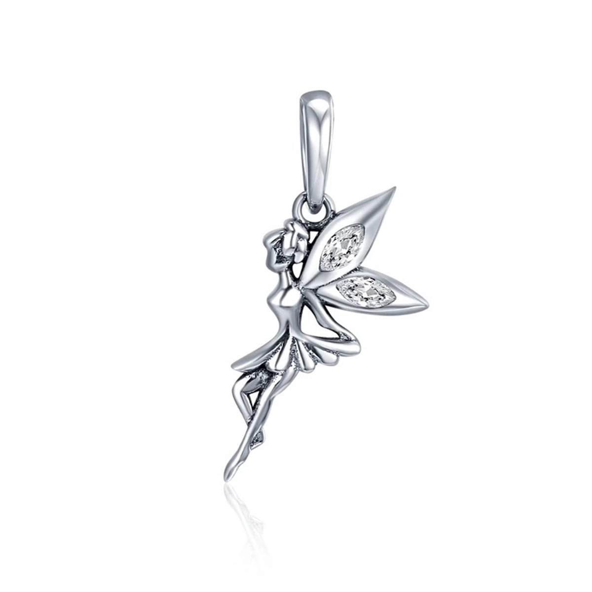 RomyStones – Sprookjes Bedel – Fee – 925 Sterling Zilver – Voor je Bedelarmband of voor je Keting - Zirkonia