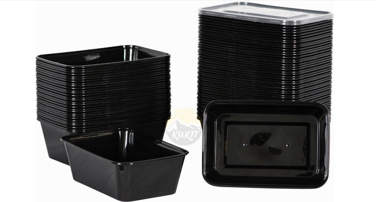 KURTT 50 stuks, 650ml Meal prep bakjes (stevig en flexibel), Maaltijdbakjes, 1-voudig, magnetronbakjes, prep meal bakjes, herbruikbaar plastic bakje - magnetronbestendig, vaatwasmachinebestendig en herbruikbaar, klik dekselsluiting, BPA-vrij