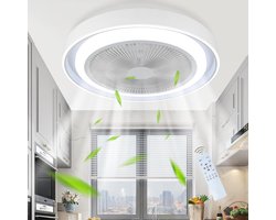 Glitzerlife Plafond ventilator met verlichting – LED Plafondlamp met Ventilator – Stille plafondventilator Afstandsbediening & Timer – Modern Design – Blauw – 5 Vleugels – Voor Slaapkamer, Woonkamer & Eetkamer