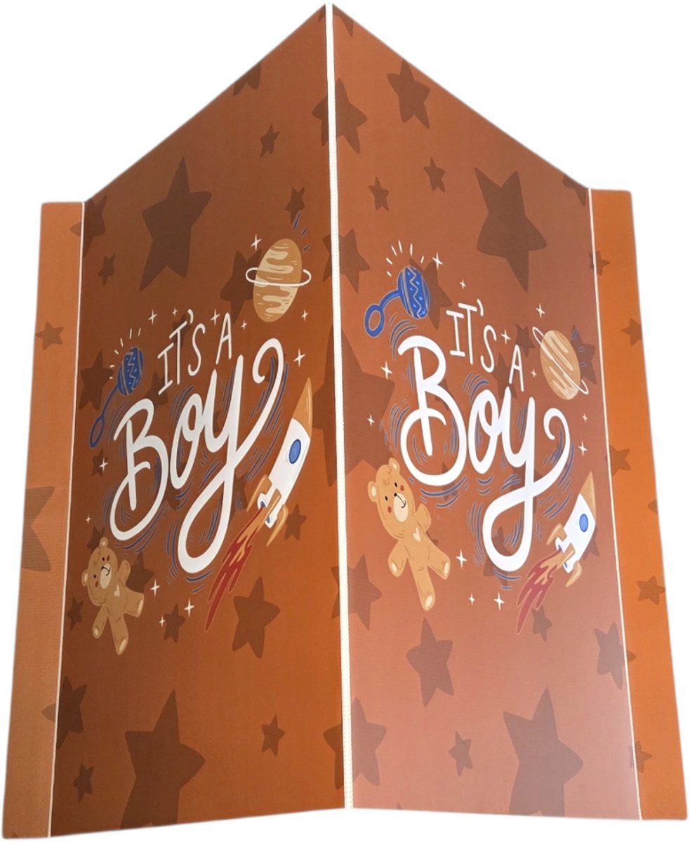 Geboortebord/ Raambord/ babybord | "It's a boy!" | 100 x 70 cm | Het is een jongen | Baby | Geboorte | Aankondiging | Kanaalplaat | V-bord | Inclusief sterke dubbelzijdige tape | 1 stuk