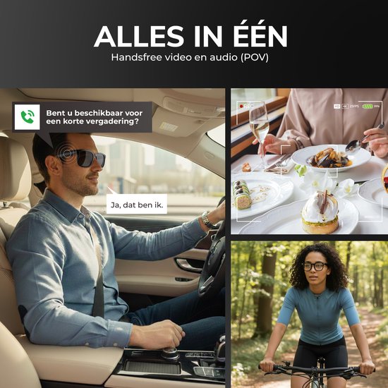 Kiekz Camera Bril met SONY 8MP Camera - 1080P full HD – Mini Spy Camera - Smart Bril met Verborgen Camera – Smart glasses - Slimme Bril met NL-app, vertaalfunctie, muziek – Lichtgewicht 42g — afbeelding 5