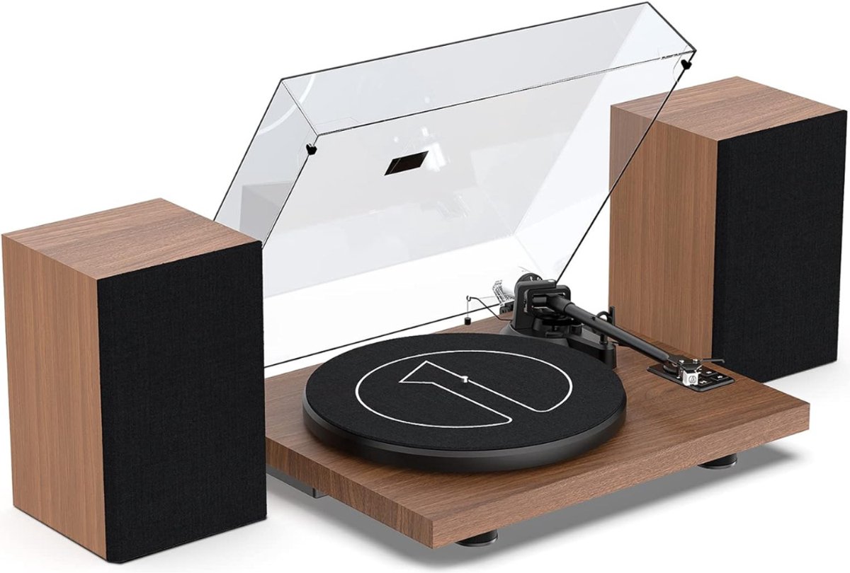 SCH® Platenspeler met Speakers - Platenspeler - Bruin - 42cm x 35cm x 13cm