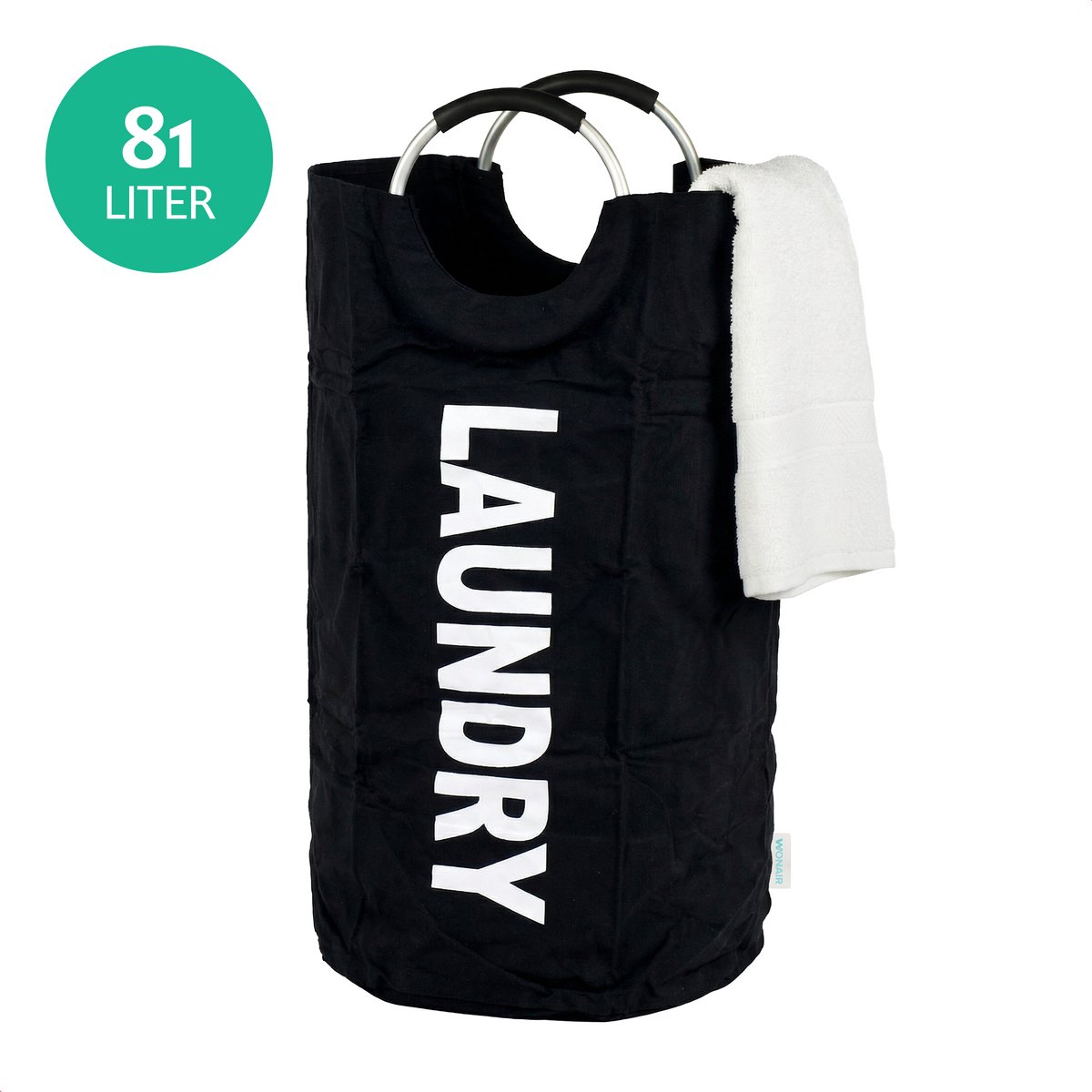 Bol.com Wonair Wasmand – Waszak – Opvouwbaar – 81L – Zwart aanbieding