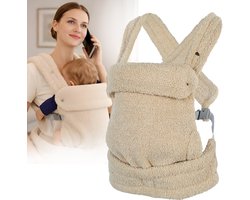 Laavir® Baby Draagzak van Zachte Teddy Fluffy Stof - Ergonomisch en Warm - Geschikt voor Pasgeborenen tot Peuters - Kleur Beige
