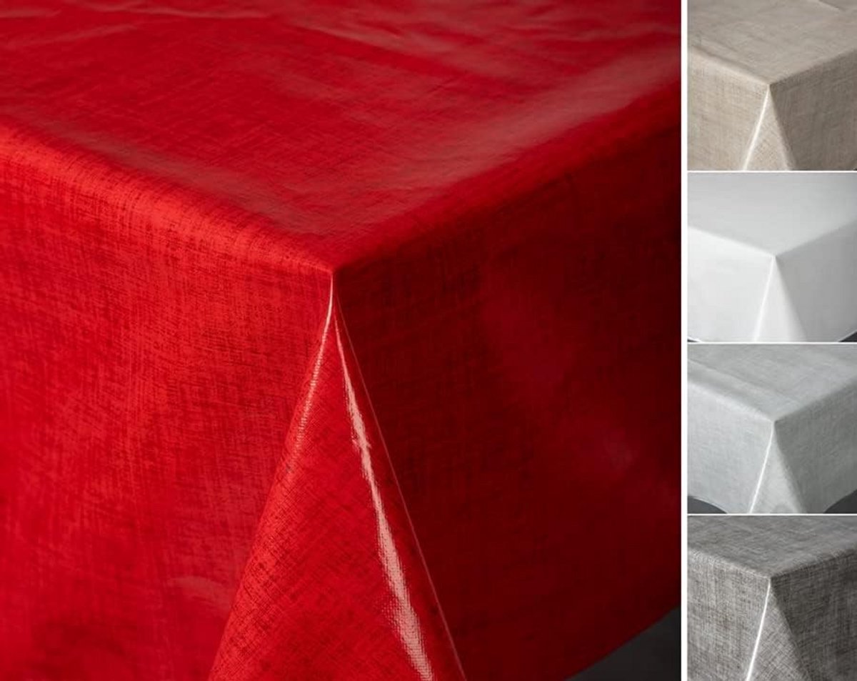 Ovaal Tafelkleed Wasbaar met Linnenstructuur - Waterdicht voor Binnen & Buiten (Rood)