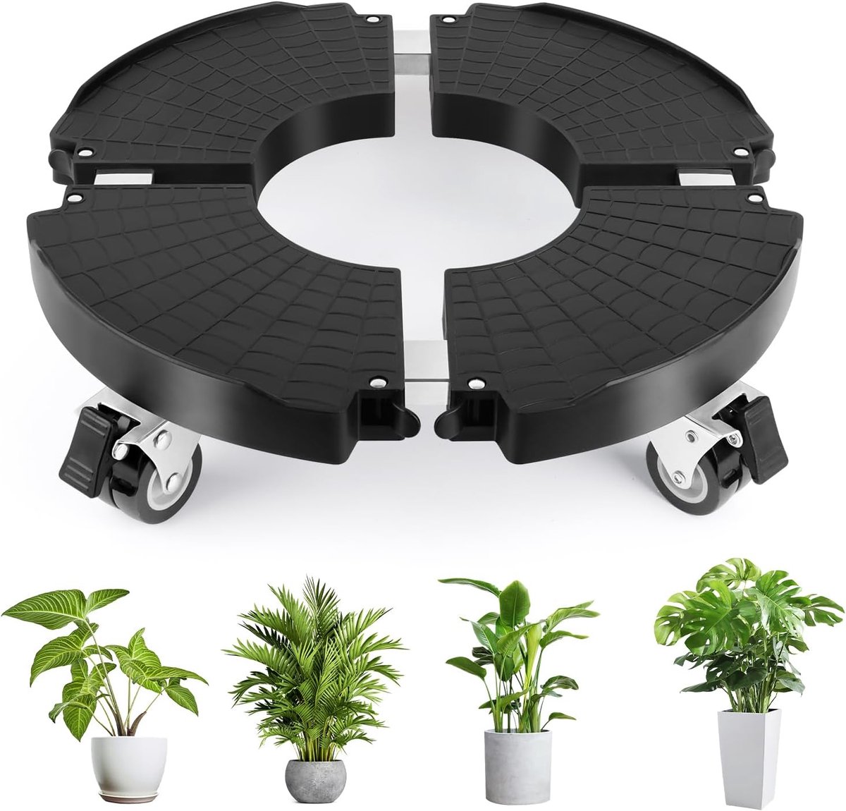 Plantentrolley op wieltjes - plantenonderzetter - Plantentrolley - Voor binnen en buiten - draagvermogen tot 150 kg - Zwart - 35-48 cm - van Imperatoris