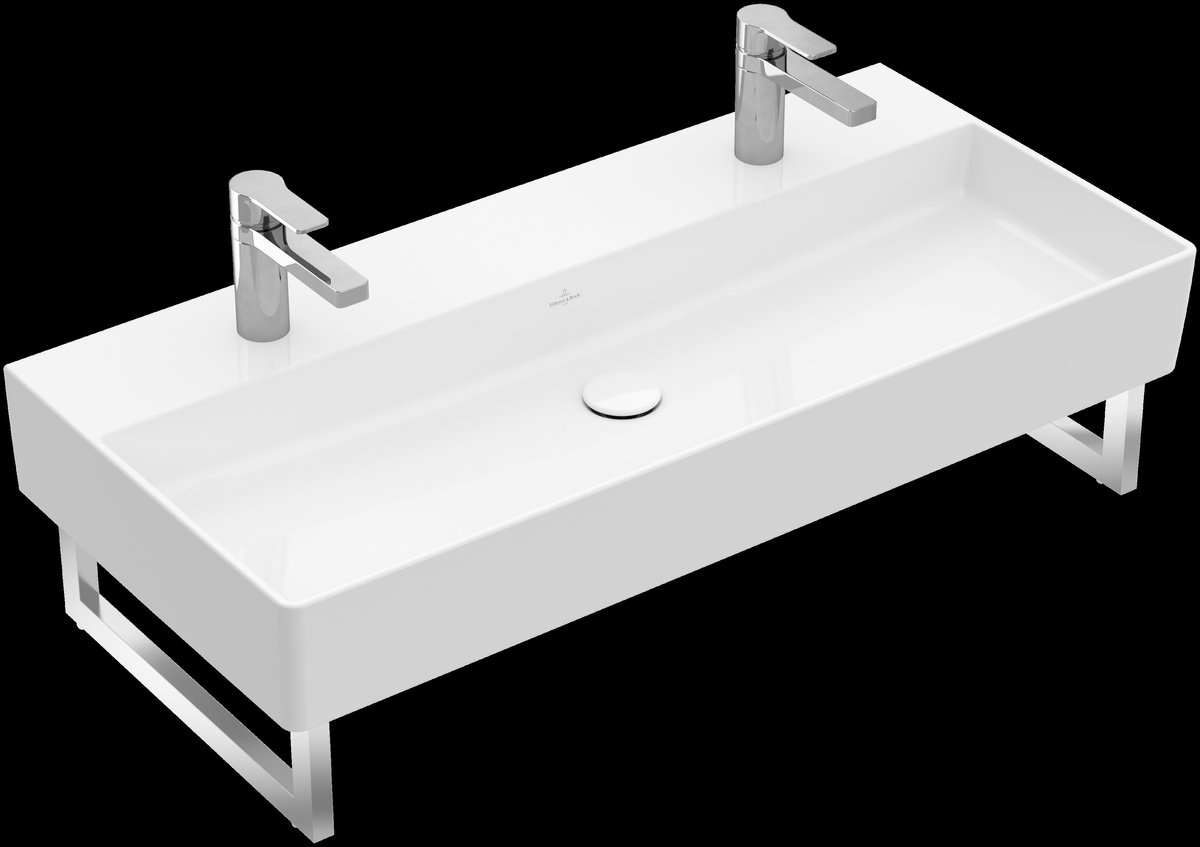 Villeroy & Boch Memento 2.0 - Dubbele wastafel 100x47 cm, zonder overloop, 2 kraangaten, CeramicPlus, alpine wit 4A22A1R1