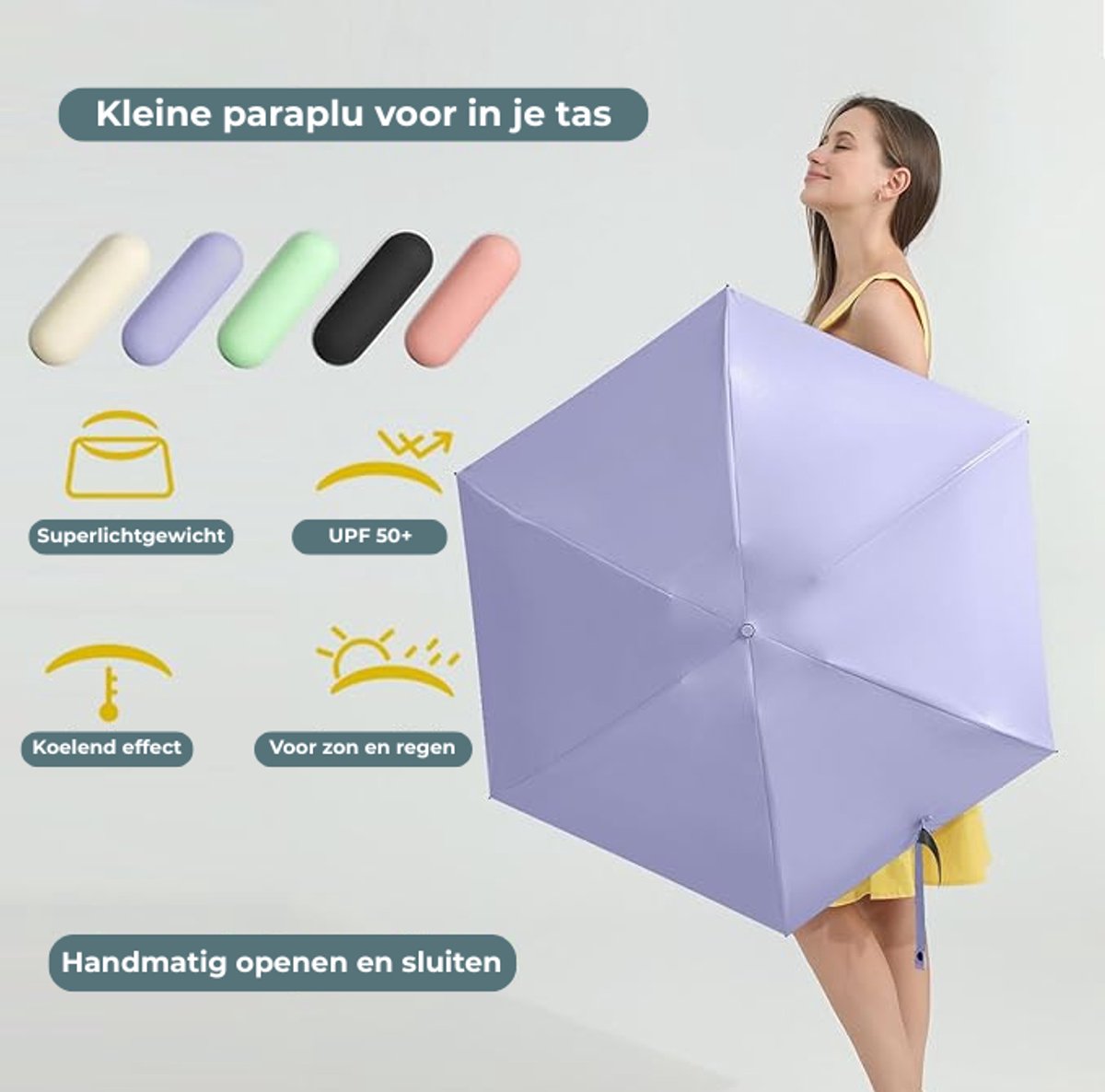 Mini Paraplu Opvouwbaar Donkerrood – Compacte Zakparaplu met UPF 50+ – Lichtgewicht Reisparaplu 6 Ribben – Voor Zon en Regen Inclusief Hoes — cadeau in Sport & Outdoor - foto 3