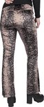 Achterkant flared broek met bruin/zwart slangenprint patroon