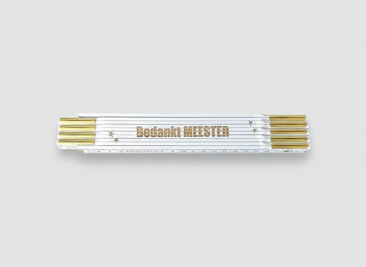 Hip met Pit Creaties - Gepersonaliseerde Vouwmeter Duimstok - "Bedankt Meester" - Einde Schooljaar Cadeau - Afscheid Juf Meester - Hout 2 Meter - Handgemaakt - Gegraveerd