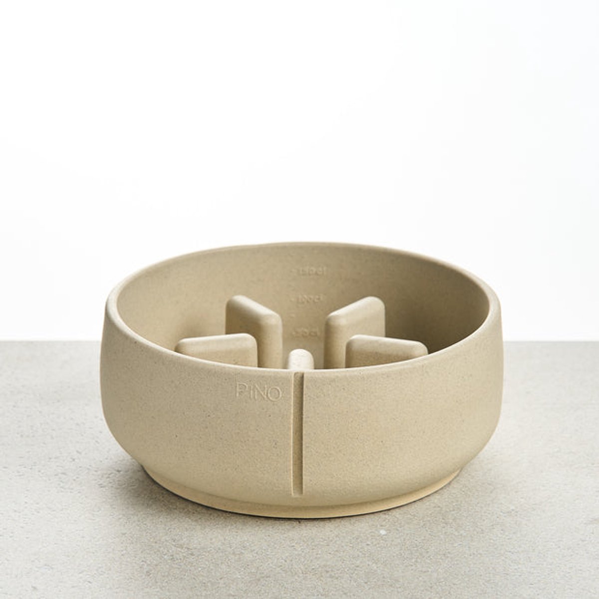 PINO Sandstone Hondenvoerbak Slowfeeder (anti-schrok) - Beige (Owl Greige) - Large ⌀21cm - 1700ml
