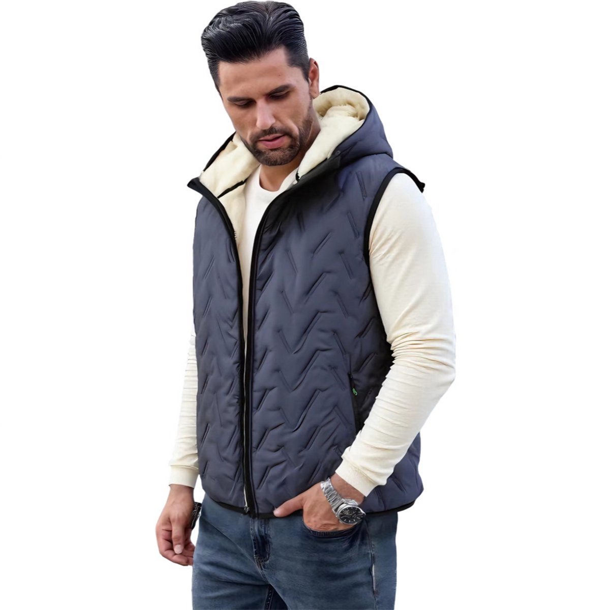Warme Bodywarmer Mode Fashion – Heren Capuchon Blauw