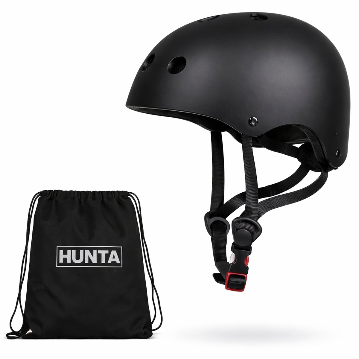Hunta® Fietshelm Kind - Kinderhelm - Skatehelm Bescherming - Fiets, Skate, Step en skeeler Valbescherming voor Kinderen - Verstelbare Helm 48-53 cm - 4 tot 12 Jaar | Jongens & Meisjes (Dames) - Maat S Zwart