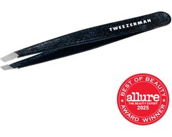 Tweezerman Slant Tweezer Dusted Onyx – Wenkbrauw Pincet - Professioneel Precisie Pincet Met Schuine Punt – Voor Epileren En Haartjes Verwijderen – Roestvrij Staal – Geschikt Voor Fijne En Stugge Haren – Zwart Glitter - Epileer Pincet Voor Wenkbrauwen