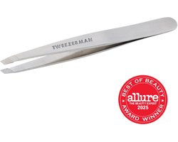 Tweezerman Slant Tweezer Classic Stainless Steel – Wenkbrauw Pincet - Professioneel Precisie Pincet Met Schuine Punt – Voor Epileren En Haartjes Verwijderen – Roestvrij Staal – Geschikt Voor Fijne En Stugge Haren – Epileer Pincet Voor Wenkbrauwen