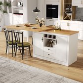 HAUSS SPOLE Bartafel - Uitschuifbaar Met 360 Graden Draaifunctie En Opbergruimte - Voor Woonkamer En Eetkamer - MDF - 120-180x40x76 Cm - Wit