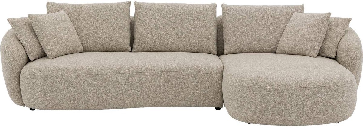 Goossens Ava Hoekbank - Stof - Beige - 334 x 83 x 175 cm - Rechts