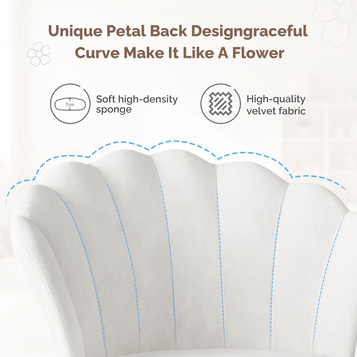 Kary International Fluwelen Bureaustoel Verstelbaar met Gouden Onderstel - afbeelding 3