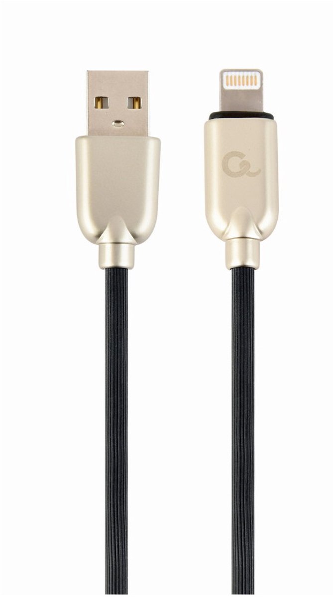 Premium 8-pin laad- & datakabel 'rubber' 1 meter zwart