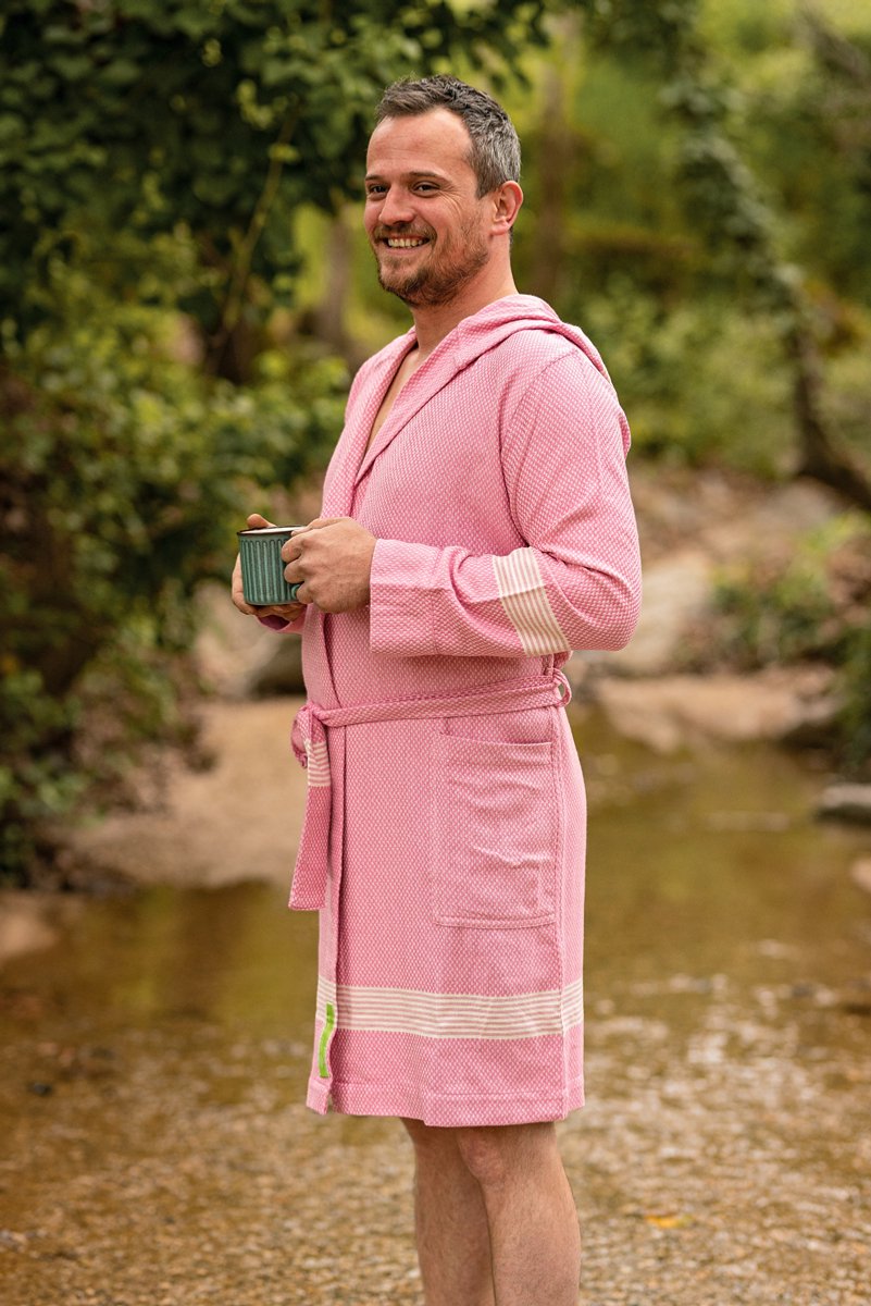Happy Towels - Sauna Badjas met Capuchon - Roze - XL/XXL - Zacht Bamboegaren & Biokatoen – OPRUIMING