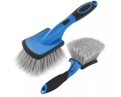 GEKO Handborstel - Velgen en Banden - Medium Borstelhardheid - Ergonomische Handgreep - 27x7 cm - Zwart-Blauw
