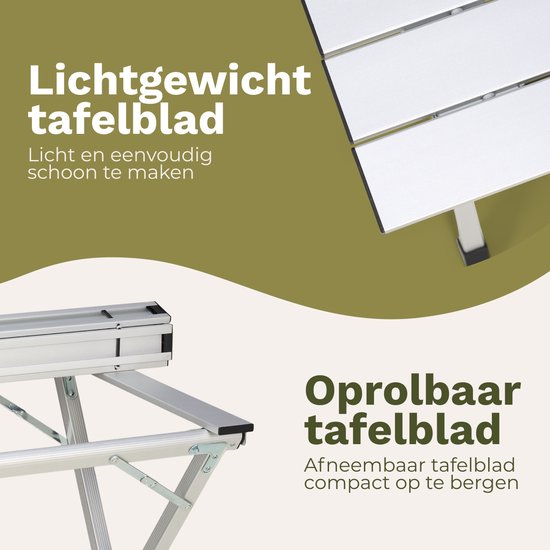 TRVLMORE Campingtafel - 80x58x71 cm - Lichtgewicht met Aluminium Frame - Vouwtafel Verstelbaar - Kampeertafel - Klaptafel - Zilver van Merkloos — afbeelding 4
