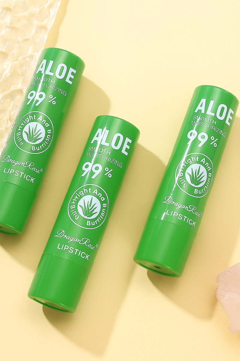 3 stuks Aloe Vera Lipstick / Lip balm – Natuurlijke Hydraterende Lippenbalsem – Verzorgend & Verzachtende lippenstift – 99% Aloe