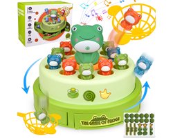 Elektrische Katapult Kikker Draaitafel Speelgoed, Springen Muziek Pop-Up Speelgoed Met Muziek Draaitafel, Interactieve Kikker Katapult, Muziek Stuiterende Puzzel Opleiding Ouder-Kind Interactief Spel