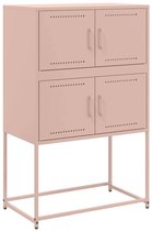 vidaXL - Dressoir - 68,5x38,5x107 - cm - staal - roze