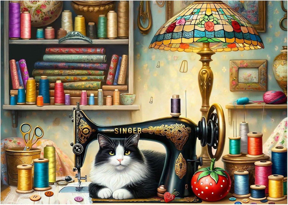Puzzel 1000 stukjes voor volwassenen dieren thematiek Naaiatelier Kat