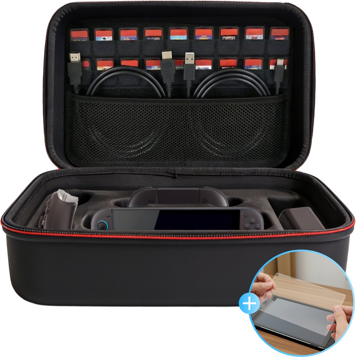 2BEFUN Case geschikt voor Nintendo Switch 2 - Incl. Screenprotector - Hoes - Beschermhoes - Opbergtas - Accessoires - Koffer - Zwart