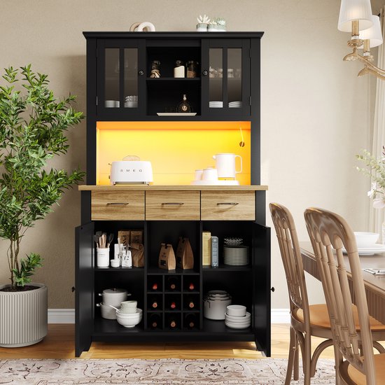 HOMCOM Keukenkast Buffetkast Hoogkast, 1 Lade, 1 Plank, 80 Cm X 40 Cm X 180 Cm Weiss~1nblgvns00g01
