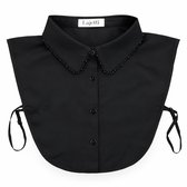 Lajetti - Zwart Kraagje met Kraaltjes - Dames Blouse Kraagje Los