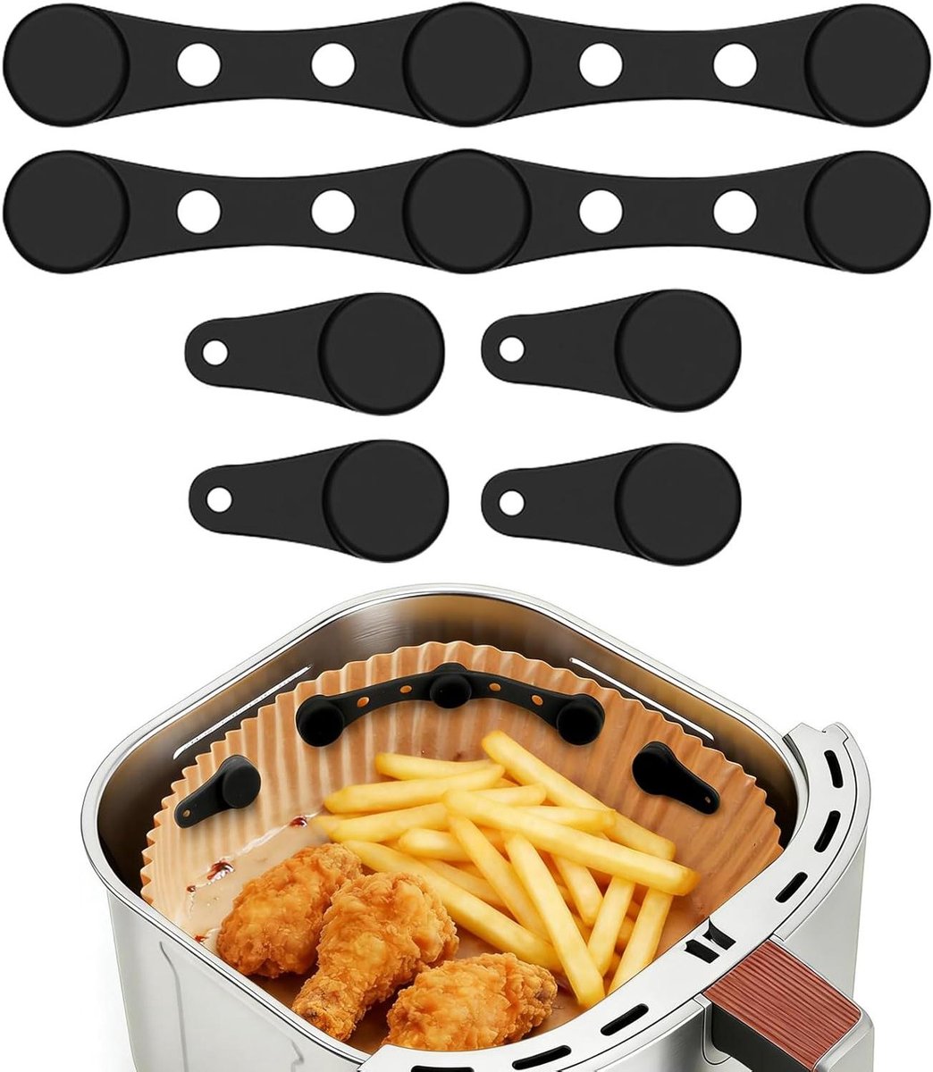 6 stuks magnetische gespen voor airfryer bakpapier - hittebestendige accessoires - zwart