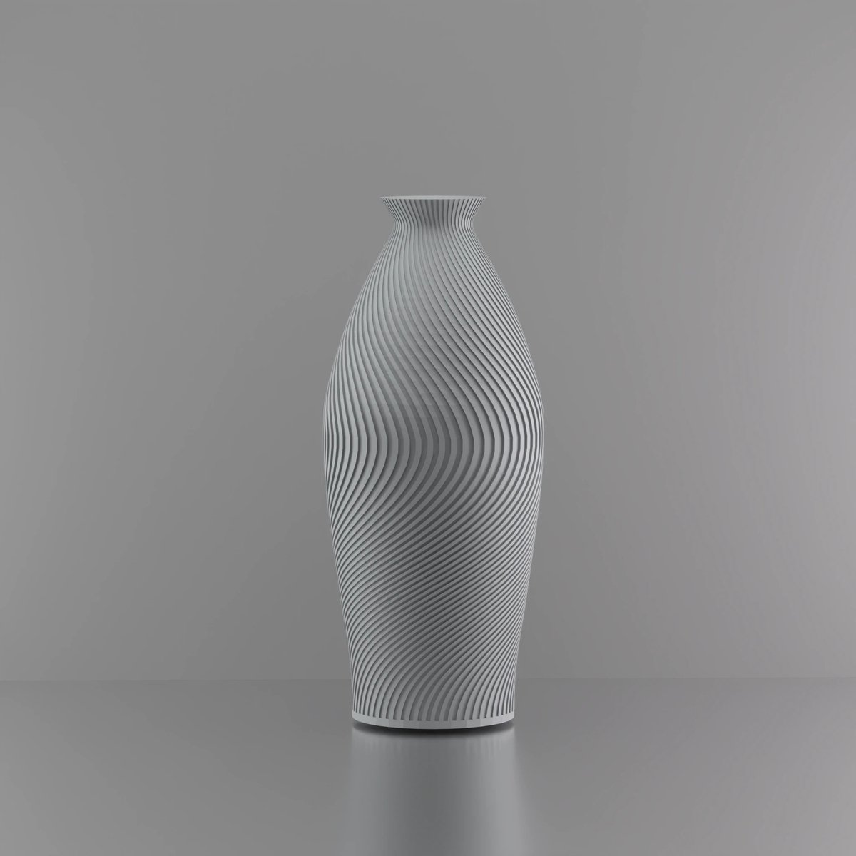 3d-gezellig Italiё - Vaas - Grijs - Maat 25 cm - Kunststof - Modern - Bloemenvaas -100% gerecycled PLA (bioplastic)