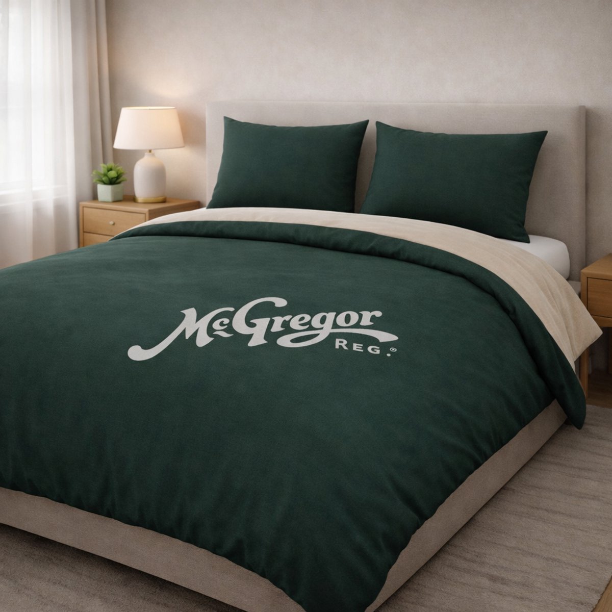 Saphira EXCLUSIVE Dekbedovertrek – Dubbelkleurig Groen en Taupe – 140x200/220 cm – Eenpersoons – Inclusief 1 Kussensloop 60x70 cm – Premium Katoen