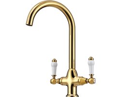 Robinet de cuisine rétro - Mitigeur - Robinet de lavabo - Mitigeur - avec siphon - Robinet de cuisine - Pivotant à 360°