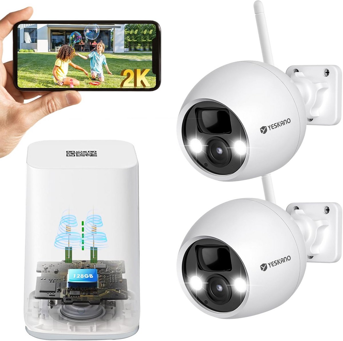 Draadloze Buitenbewakingscamera 4MP met Accu, Wifi en Nachtzicht