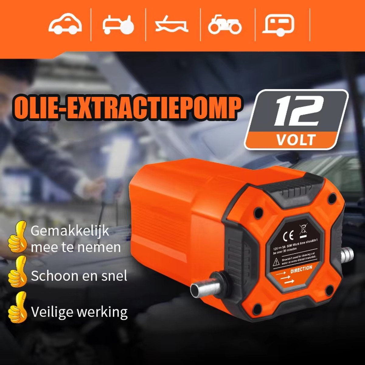 EAFC - Elektrische oliepomp - olie extractor pomp 12V - 80 W - compact en draagbaar - Sinterklaas cadeau auto thumbnail 6