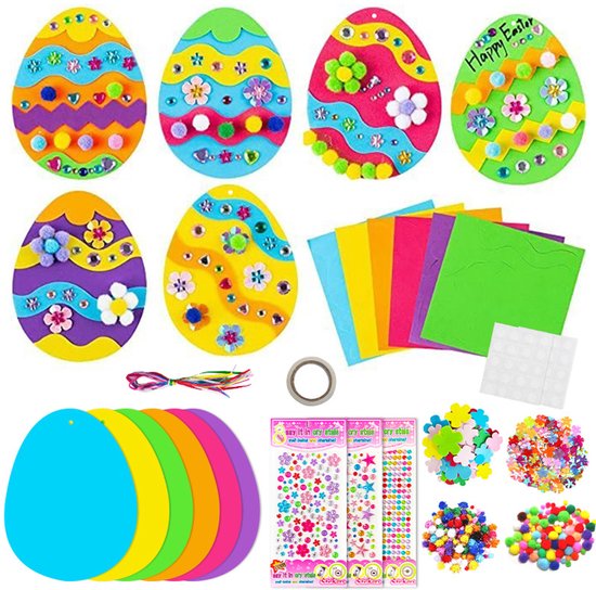 Paaseieren - Paas knutselset voor kinderen - paas ei knutselen - Paasversiering - paas hanger decoratie - Knutselen voor Kinderen - kleurrijk - knutselaccessoires - knutselmateriaal