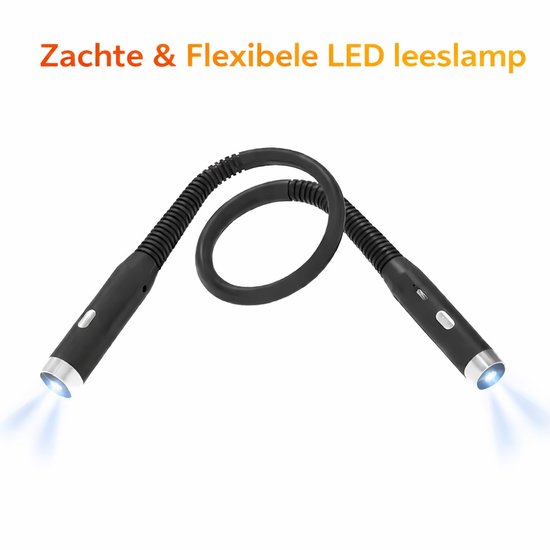 Felence Nekleeslamp - Leeslamp - Neklamp - USB-Oplaadbaar - Outdoorlamp - Handsfree - Ultraflexibel - 3 helderheidsniveaus instelbaar - Leeslamp voor op bed - Geschikt voor lezen, reizen, breien, haken en kamperen - Zwart en Zilver — afbeelding 4