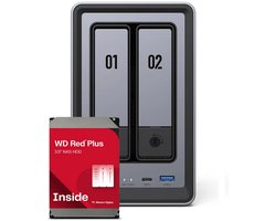 UGREEN NASync DXP2800 + 2x WD Red Plus 4TB HDD – NAS-server 2 bays – Intel N100 Quad core – 8GB DDR5 – Max. 64 TB – M.2, SATA – zwart