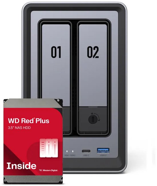 UGREEN NASync DXP2800 + 2x WD Red Plus 4TB HDD - NAS-server 2 bays