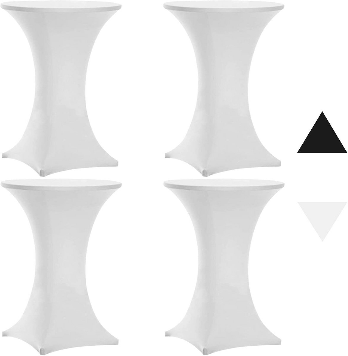 Set van 4 Witte Stretch Cocktailtafelhoezen voor Hoge Tafels - Professionele Tafelkleden