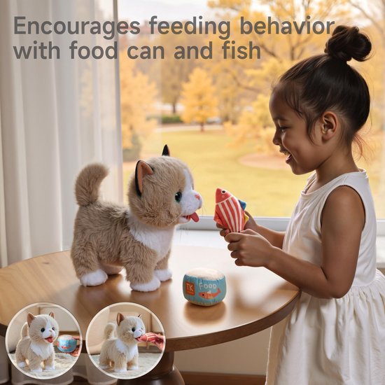 Interactieve Pluche Kat met Afstandsbediening - Wandelende Speelgoedkat voor Kinderen - Loopt, Miauwt en Kwispelt - Elektrisch Huisdier met Accessoires - Zacht Knuffeldier Cadeau van Merkloos — afbeelding 3