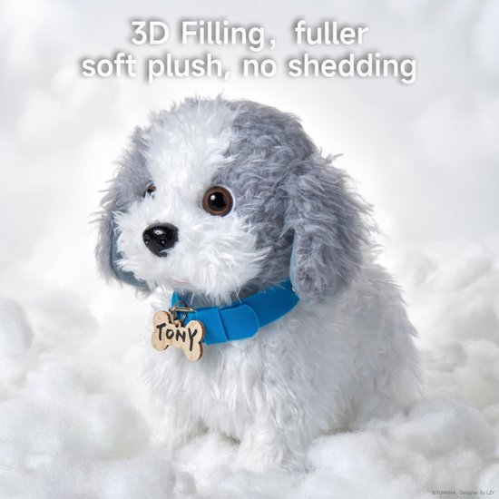 Interactieve Knuffelhond die Loopt en Blaft - Elektronische Puppy met Riem & Accessoires - Wandelende Speelgoedhond met Likfunctie & Geluid - Cadeau voor Kinderen 3-7 Jaar - Bruin Pluche — afbeelding 4