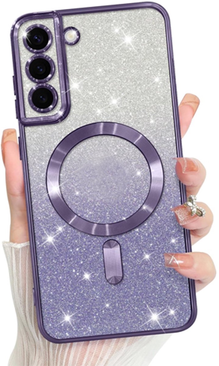 Geschikt voor Samsung Galaxy A57 (2026) – Glitter – Camera Lens Bescherming - Paars