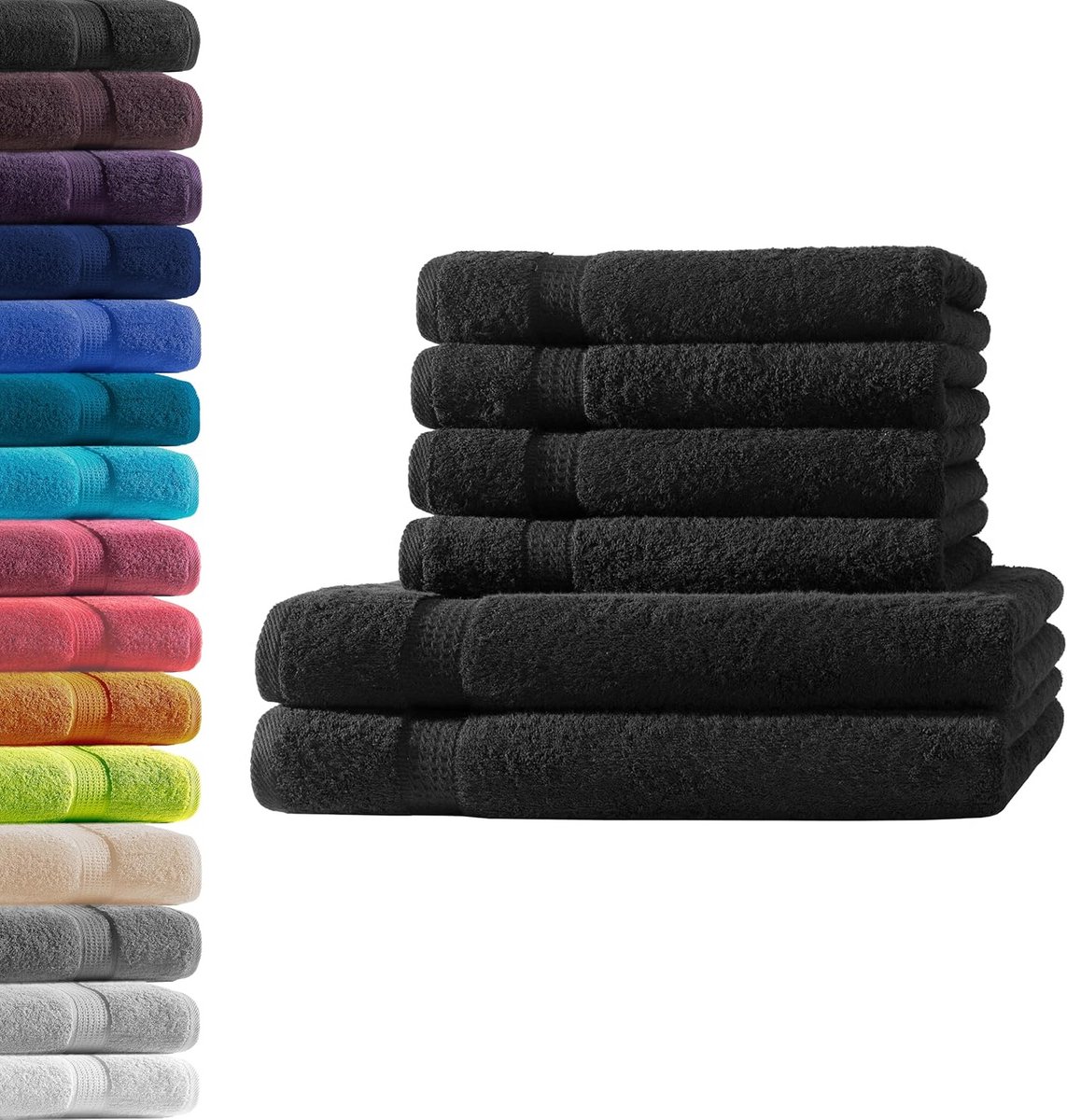 Luxe Katoenen Handdoekset Zwart - 500 g/m² Hotelkwaliteit - Oeko-Tex Gecertificeerd